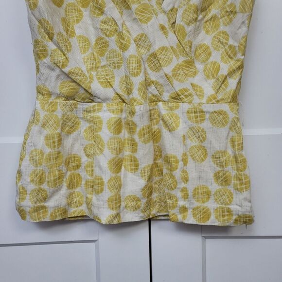 Classiques Entier Silk Blend Yellow Vneck Wrap Peplum Blouse, Small - Picture 2 of 7